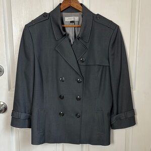 TAHARI ASL  3 Button Gray Women's Jacket Short Trench Cut blazer size 18